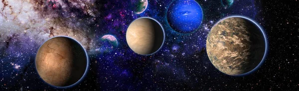 Πλανήτες Φοβερή Ταπετσαρία Επιστημονικής Φαντασίας Κοσμικό Τοπίο — Φωτογραφία Αρχείου