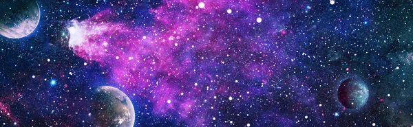 Звезды Планеты Галактики Свободном Пространстве Туманность Яркая Звезда Далекая Галактика — стоковое фото