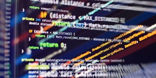 Programmiercode Programmiercode Auf Dem Computerbildschirm Technischer Hintergrund — Stockfoto