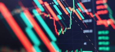 Yükselme çizgisi ve hisse senedinin bar tablosu ile soyut finansal grafik