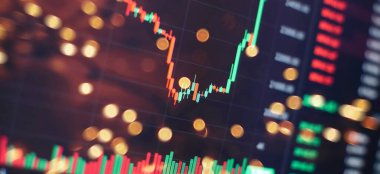 Yükselme çizgisi ve hisse senedinin bar tablosu ile soyut finansal grafik