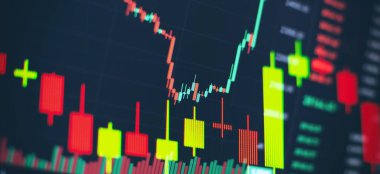 Yükselme çizgisi ve hisse senedinin bar tablosu ile soyut finansal grafik