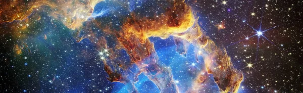 空间背景 爆炸的超新星 明亮的星状星云遥远的星系摘要图像 — 图库照片
