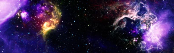Panorama Space Scene Dengan Bintang Bintang Dan Galaksi Elemen Gambar — Stok Foto