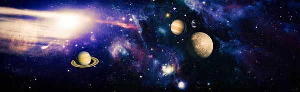 Planets Stars Galaxies Outer Space Showing Beauty Space Exploration Elements — Stock Photo, Image