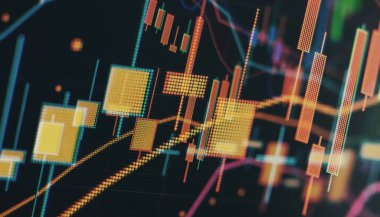 stock trade graph candlestick financial investment trade, Forex graph business or Trading crypto currency technical price with indicator on chart screen trend