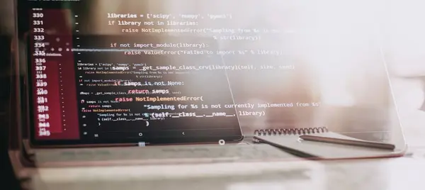 stock image Programmer working on computer code, developer of software applications