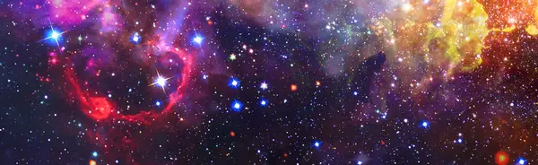 マジックカラー銀河 無限の宇宙と星空の夜 ブライト スター ネブラ 遠く離れた銀河 抽象的なイメージ — ストック写真