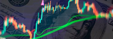 Yükselen trend çizgisi grafiği olan bir mali tablo. Risk çeşitlendirme ile zenginlik yönetimi