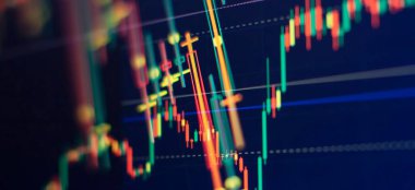 Diyagramlar, finansal rakamlar. Soyut parlayan ön x grafik arayüz duvar kağıdı. Yatırım, ticaret hisseleri