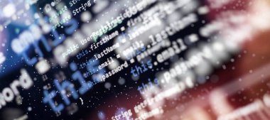 Fonksiyon kaynak kodunu kapat. Bilgi teknolojisinin soyut arkaplanı.