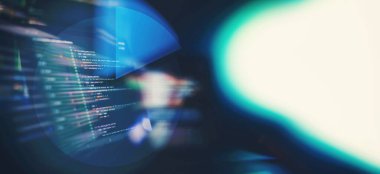 Programlama ve kodlama teknolojilerinin dijital teknoloji endüstrisi konsepti.