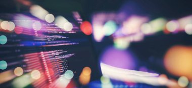 Fonksiyon kaynak kodunu kapat. Bilgi teknolojisinin soyut arkaplanı.