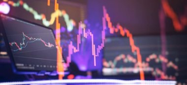 Ticari fikirler ve borsa ticareti için ekonomik eğilimlerin arka planı.