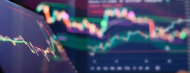 Dynamic visualization of financial data with a candlestick chart of the stock market clipart