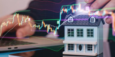 Emlak piyasası eğilimlerinin soyut kavramsal temsili ve borsa tablosu