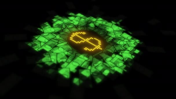 Elektronischer Dollar Symbol Für Virtuelles Geld Handel Commerce Signale Und — Stockvideo