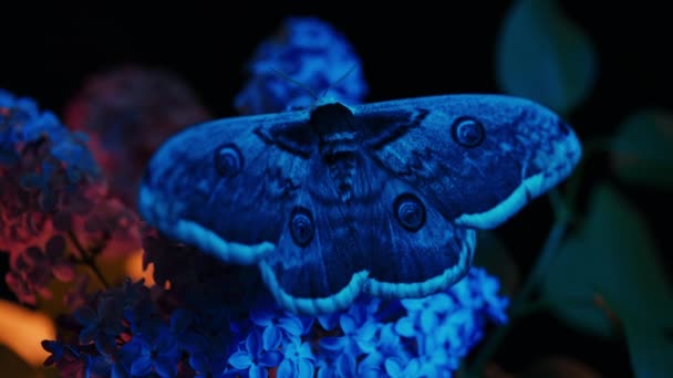 Farfalla Notturna Europea Saturnia Pyri Falena Pavone Gigante Siede Sul — Video Stock