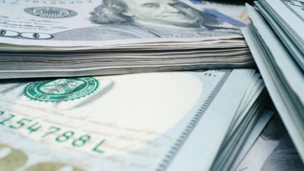 Aşırı Makro Amerikan Doları Banknotları Nakit Para Banknotları Franklinlerin Yüz — Stok video