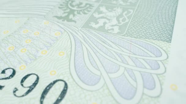 捷克现金货币的宏观背景 捷克王室 Ceska Koruna 新钞票和硬币 货币政策 全球贸易 — 图库视频影像