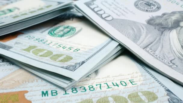 Aşırı Makro Amerikan Doları Banknotları Nakit Para Banknotları Franklinlerin Yüz — Stok video