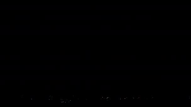 Nacht Stormachtige Lucht Boven Stad Mooie Flitsblikseminslag Donderwolken Natuurlijke Tijdspanne — Stockvideo