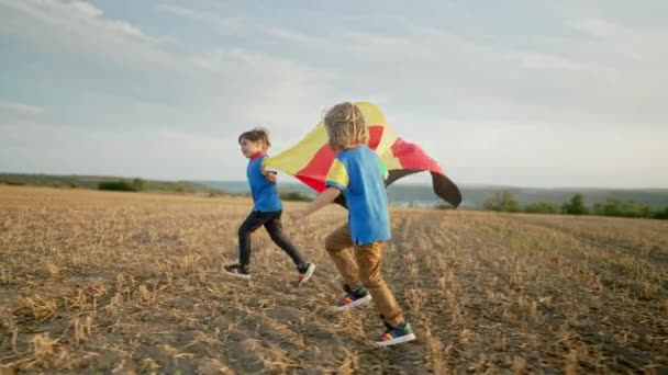 Alman Küçük Şirin Çocukları Alman Bayrağıyla Koşuyor Vatanseverlik Almanya Nın — Stok video