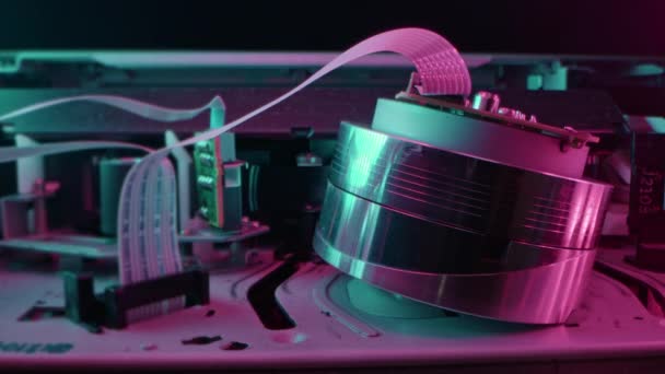 Vhs Mecánica Reproductor Cassette Vídeo Insertar Cabeza Magnética Cinta Rotación — Vídeo de stock