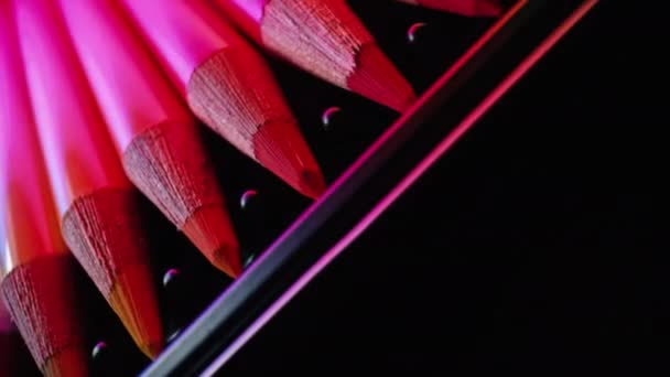Crayons Perfect Gradient Row Rainbow Instruments Children Students Designer Artist — Stock Video