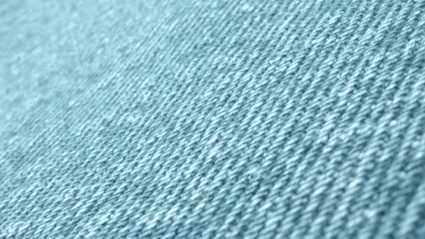 Makro Ujęcie Niebieskiej Tkaniny Jeansowej Profesjonalny Szew Fabryczny Spodniach Dżinsów — Wideo stockowe