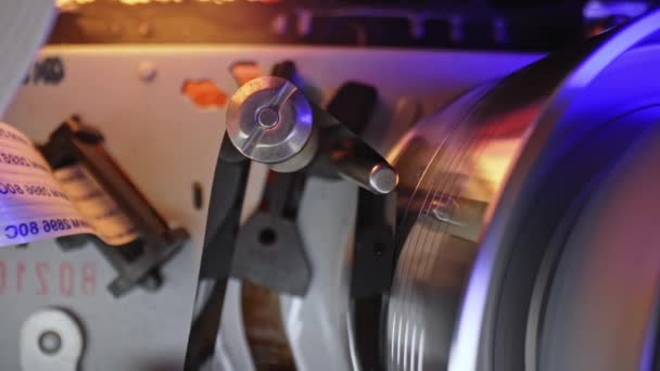 Vhs Mechanics Video Cassette Player Insert Tape Magnetic Head Rotation — Stock Video