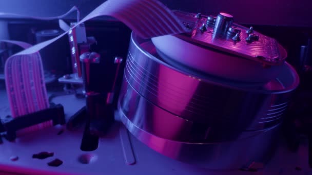 Vhs Mecánica Reproductor Cassette Vídeo Insertar Cabeza Magnética Cinta Rotación — Vídeos de Stock