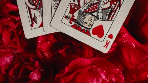 Barcelona Spanien Juni 2023 Kort För Spel Rosor Blackjack Poker — Stockvideo