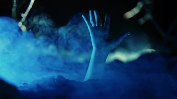 Zombie Hand Rises Creepy Resurgence Scene Perfect Footage Scary Halloween — Stock Video