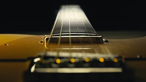 Controle Deslizante Macro Cordas Fretboard Guitarra Elétrica Música Som Fundo — Vídeo de Stock