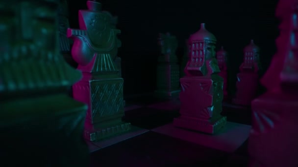 체스판에 슬라브 스포츠 다채로운 슬라이더 매크로 동영상 — 비디오