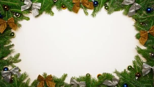 Christmas Holiday Frame Moving Background Stop Animation Green Spruce Branches — Stock Video