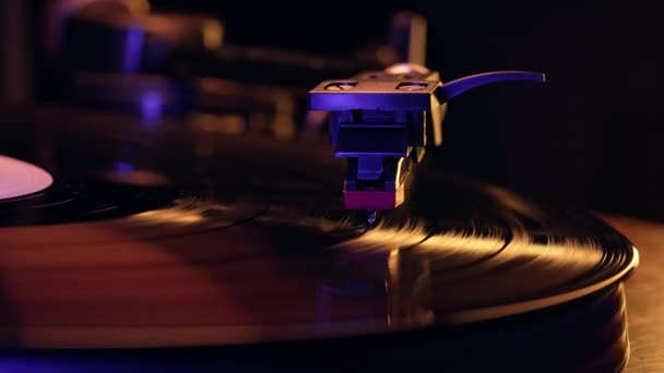 Гіпнотичний Спін Вінілового Диска Вічна Кінематографічна Чарівність Аналогової Музики Аудіофільні — стокове відео