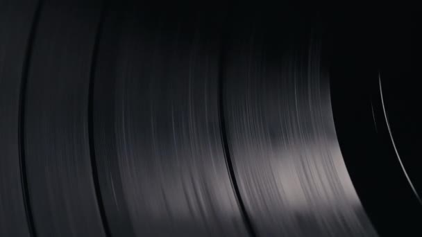 Macro Textured Grooves Spinning Vinyl Record Music Nostalgia Perfect Visual — Stock Video