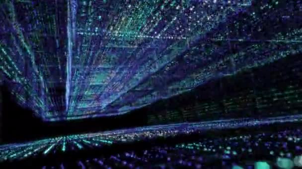 Vuelo Través Tecnología Ciberespacial Espacio Digital Tech Corredor Información Bigdata — Vídeo de stock