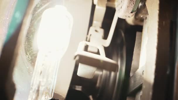 Тепло Мерехтіння Плівкової Лампи Проектора Джерело Освітлення Освітлення Плівки Проекція — стокове відео