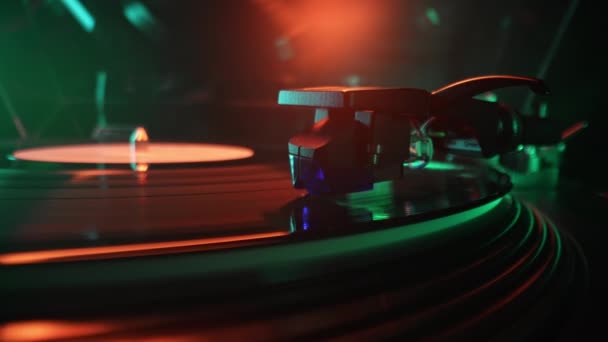 Makro Strukturované Drážky Točící Vinylové Desky Hudební Nostalgie Perfektní Pro — Stock video