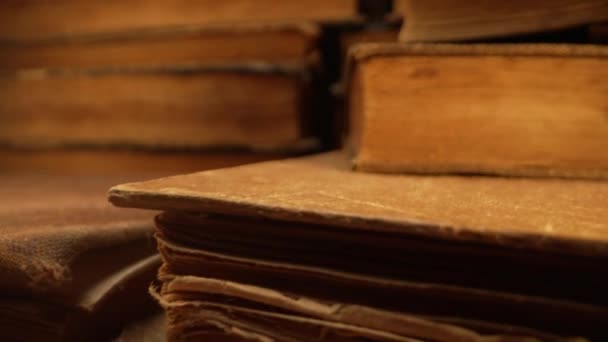 Macro View Saved Medieval Books Ancient Writings Religious Literature Archival — Stock Video