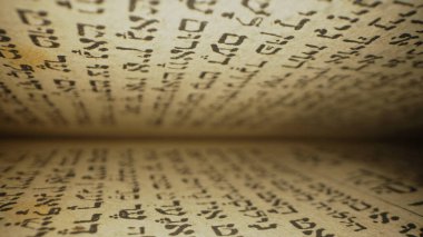 İbranice İncil. Kutsal Yahudi mirası yazıtlarını araştırıyorum. Makrodaki saygı duyulan metinler. Kutsal sayfalar, eski dini Tevrat kitapları. Yüksek kalite