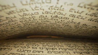 İbranice İncil. Kutsal Yahudi mirası yazıtlarını araştırıyorum. Makrodaki saygı duyulan metinler. Kutsal sayfalar, eski dini Tevrat kitapları. Yüksek kalite