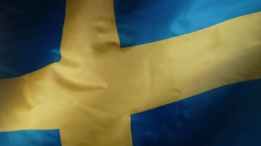 Gerçek İsveç bayrağı sallayarak. Demokrasinin sembolü, İsveç 'i gezmek, gelecek, kutlama, bayrak, Anma Günü, Sverige seçimi. Yüksek kalite 4k