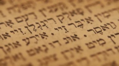 İbranice İncil. Nadir bulunan kutsal Yahudi mirası yazıtlarını araştırıyorum. Makrodaki saygı duyulan el yazısı metni. Kutsal sayfalar, eski Tevrat kitapları..