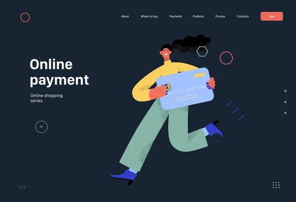 Online Payment Online Shopping Electronic Commerce Web Template Modern Flat — Stockový vektor