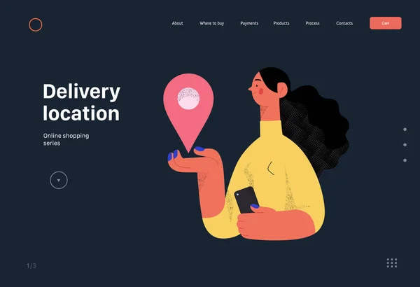 Delivery Location Online Shopping Electronic Commerce Web Template Modern Flat — Vector de stock