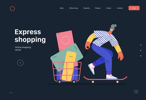 Express Shopping Online Shopping Electronic Commerce Web Template Modern Flat — Vettoriale Stock